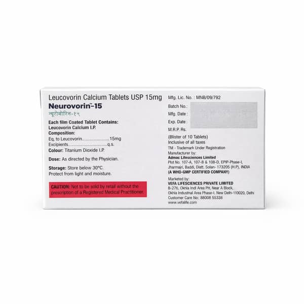 Neurovorin 15Mg Strip Of 10 Tablets