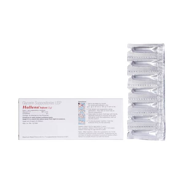 Hallens Infant 1gm Strip Of 7 Suppositories
