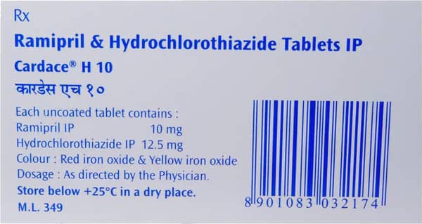 Cardace H 10mg Strip Of 15 Tablets