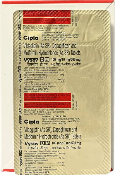 Vysov Dm 100/10/500mg Strip Of 10 Tablets