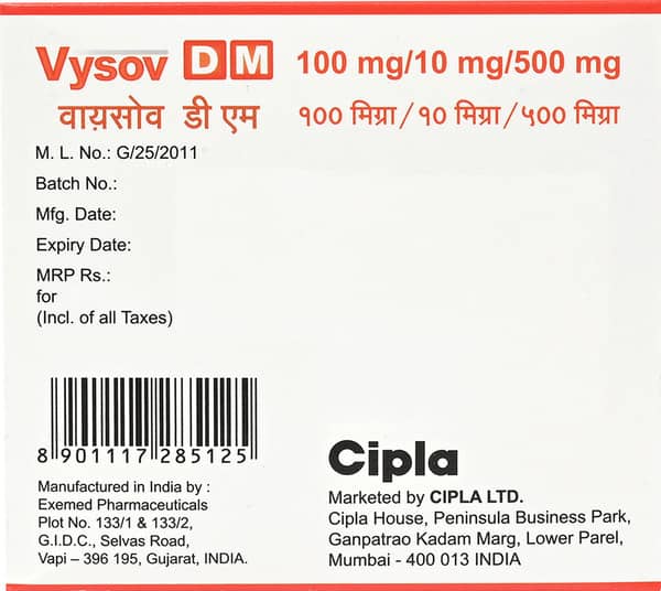 Vysov Dm 100/10/500mg Strip Of 10 Tablets