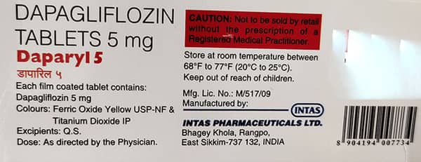 Daparyl 5mg Strip Of 10 Tablets
