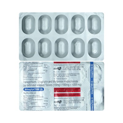 Sitaglyn Dm 100/1000mg Strip Of 10 Tablets