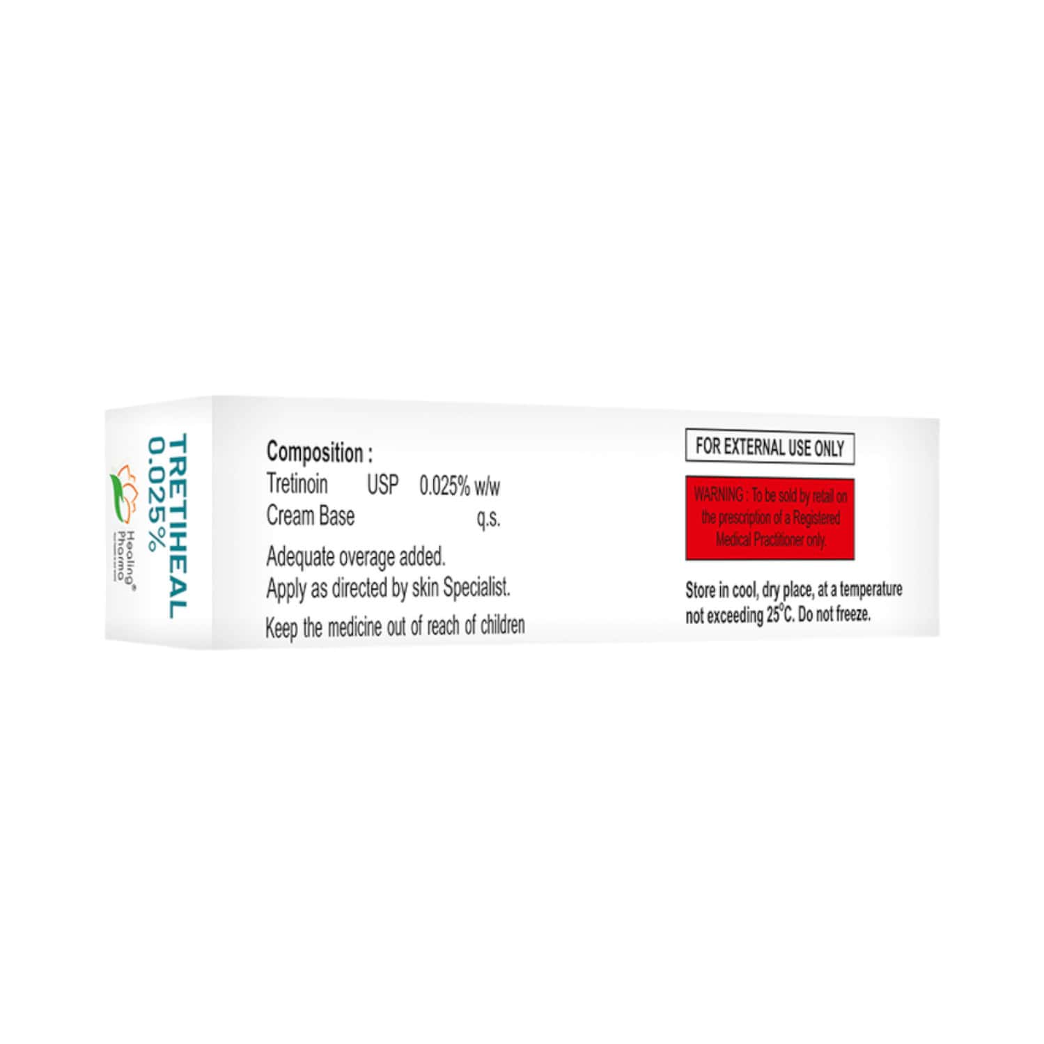 tretiheal 0.025 tube of 20gm cream