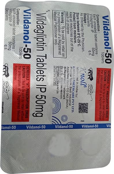 Vildanol 50mg Strip Of 15 Tablets