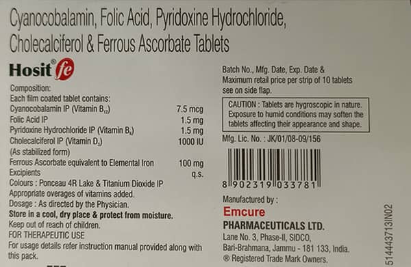 Hosit Fe Strip Of 10 Tablets