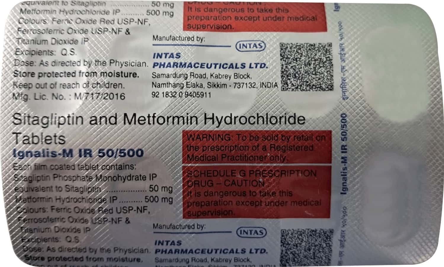 Ignalis Ignalis M Ir 50/500mg Strip Of 10 Tablets: Uses, Side Effects, Price ...