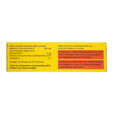 Glycomet Gp 3/850mg Strip Of 15 Tablets