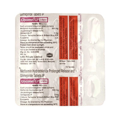Glycomet Gp 3/850mg Strip Of 15 Tablets