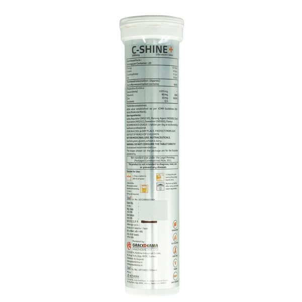 C Shine Plus Orange Flavour Sugar Free Bottle Of 20 Effervescent Tablets