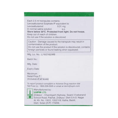 Salbair Neb 0.31mg 2.5ml Packet Of 5 Transpules