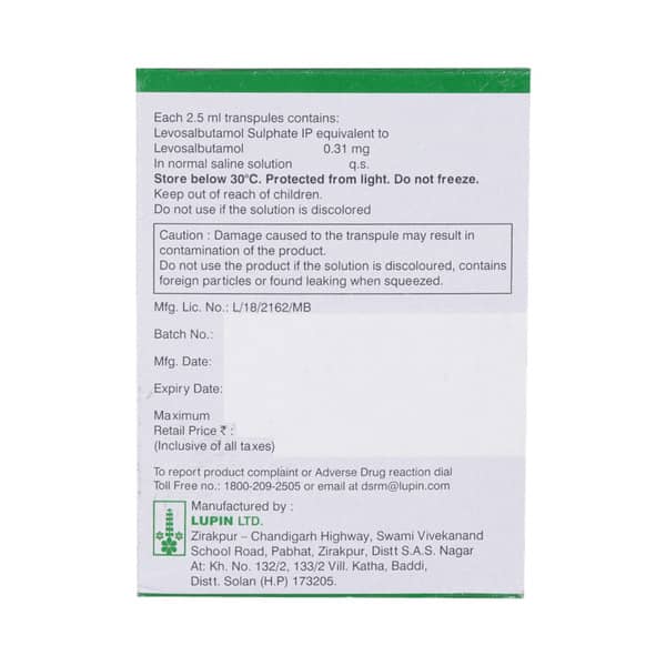 Salbair Neb 0.31mg 2.5ml Packet Of 5 Transpules