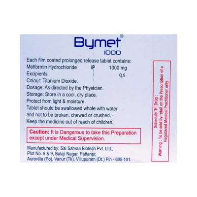 Bymet 1000mg Strip Of 10 Tablets