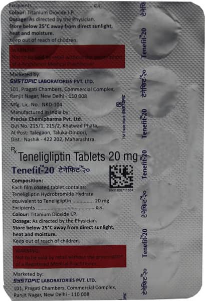 Tenefit 20mg Strip Of 15 Tablets