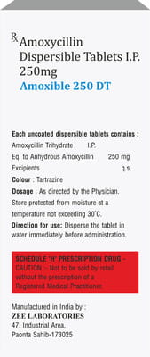 Amoxible 250mg Dt Strip Of 10 Tablets