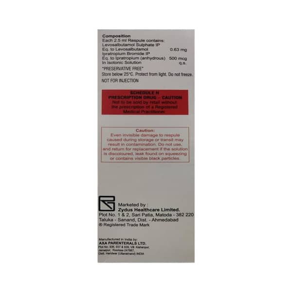 Combimist Ld 0.63mg/500mcg 2.5ml Packet Of 5 Respules