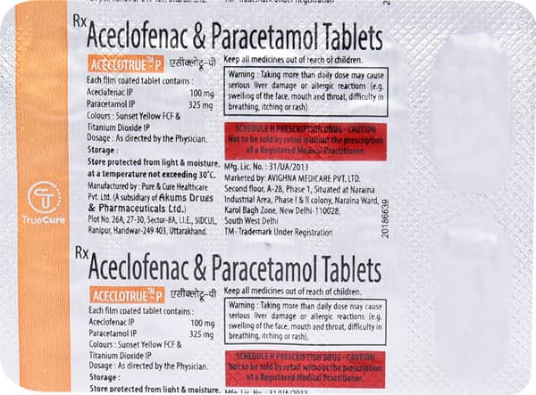 Aceclotrue P Tablet