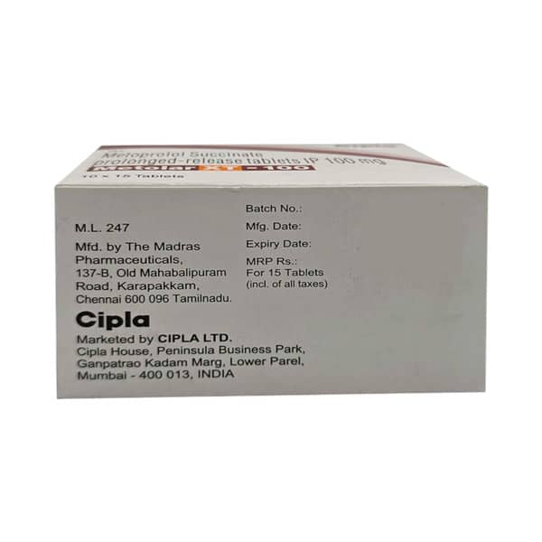 Metolar Xt 100mg Strip Of 15 Tablets