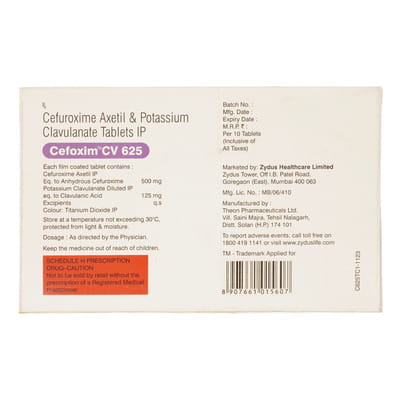 Cefoxim Cv 625mg Strip Of 10 Tablets