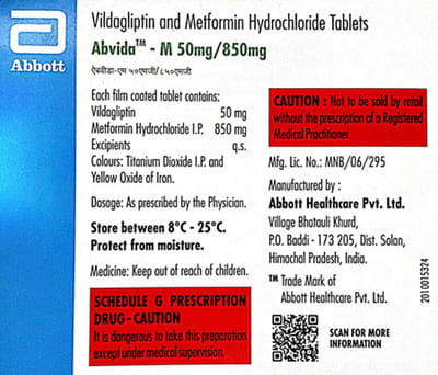 Abvida M 50/850mg Strip Of 15 Tablets