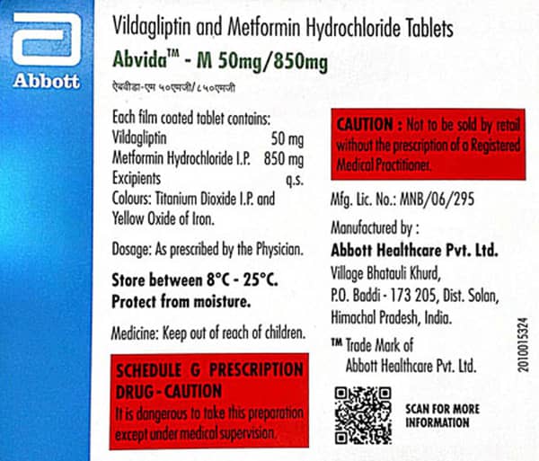 Abvida M 50/850Mg Strip Of 15 Tablets