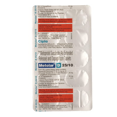 Metolar D 25/10mg Strip Of 10 Tablets