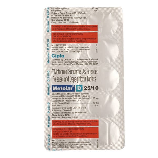 Metolar D 25/10mg Strip Of 10 Tablets