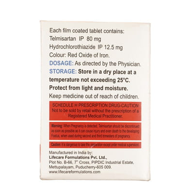 Telmiprime H 80mg Strip Of 15 Tablets