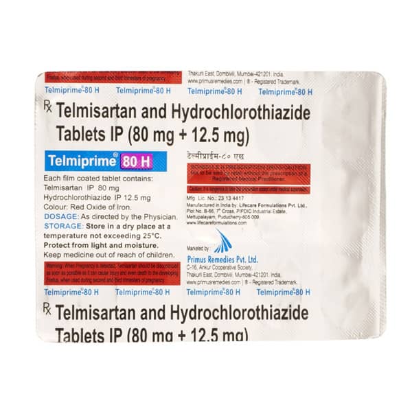 Telmiprime H 80Mg Strip Of 15 Tablets