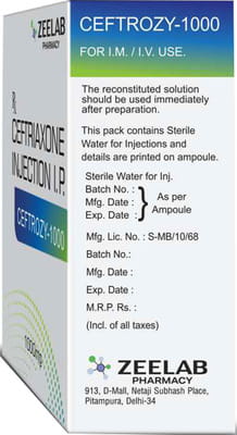 Ceftrozy 1000mg Dry Vial Of 1 Powder For Injection
