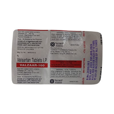 Valzaar 160mg Strip Of 15 Tablets