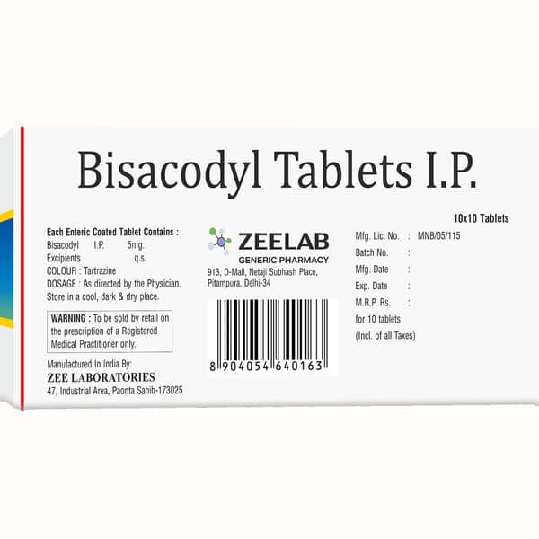 Bisalodil 5mg Strip Of 10 Tablets