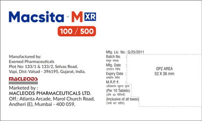 मैक्सिटा एम एक्सआर 100/500एमजी 10 टैबलेट्स की स्ट्रिप
