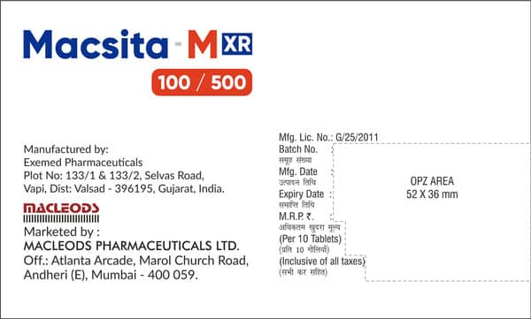 Macsita M Xr 100/500mg Strip Of 10 Tablets