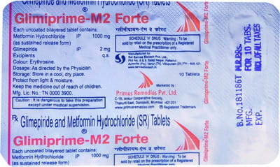 Glimiprime M 2mg Forte Strip Of 15 Tablets