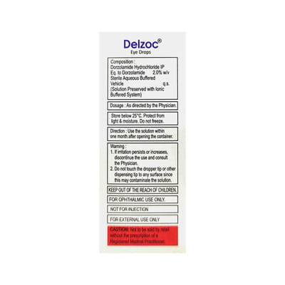 Delzoc 2% Bottle Of 5ml Eye Drops