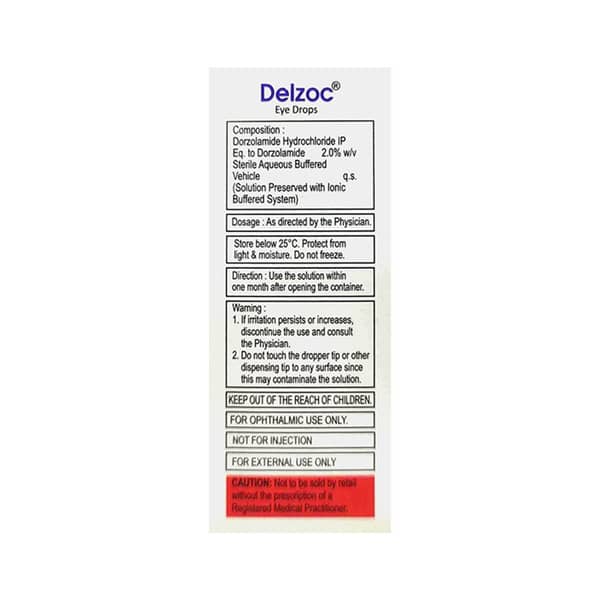 Delzoc 2% Bottle Of 5ml Eye Drops