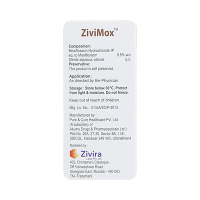 Zivimox Bottle Of 5ml Eye Drops