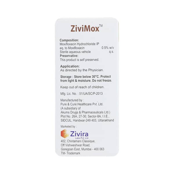 Zivimox Bottle Of 5ml Eye Drops