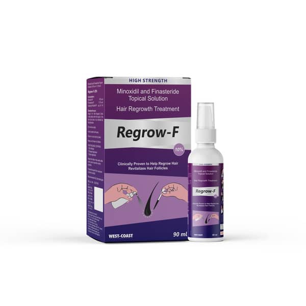 Regrow-F 10% Minoxidil And Finasteride Topical Solution Hair Regrowth Treatment - 90ml