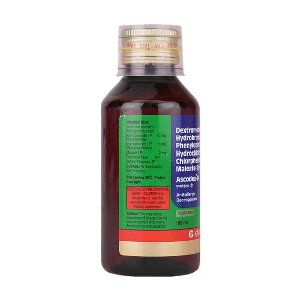 Ascodex D Sugar Free Bottle Of 100Ml Syrup