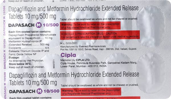 Dapasach M 10/500mg Strip Of 10 Tablets