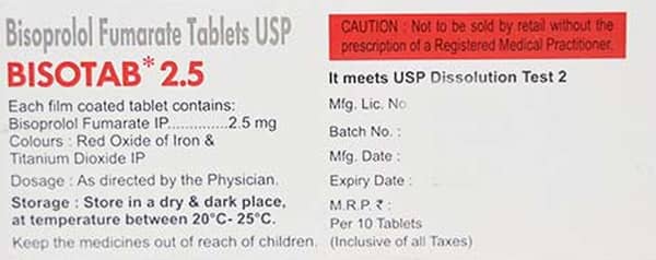 Bisotab 2.5mg Strip Of 10 Tablets