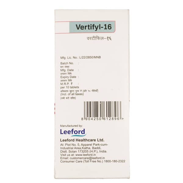 Vertifyl 16Mg Strip Of 10 Tablets