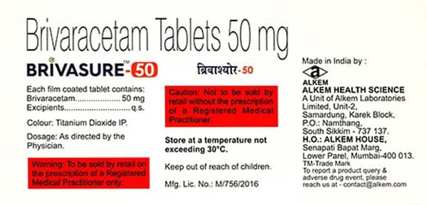 Brivasure 50mg Strip Of 10 Tablets