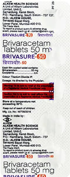 Brivasure 50mg Strip Of 10 Tablets