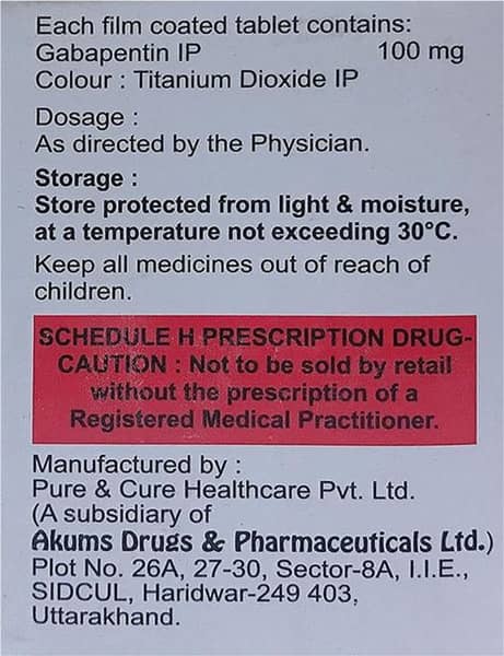 Gabapax 100mg Strip Of 15 Tablets