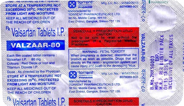 Valzaar 80mg Strip Of 15 Tablets