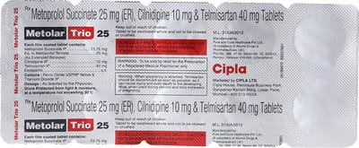 Metolar Trio 25mg Strip Of 10 Tablets