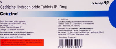 Cetzine 10mg Strip Of 15 Tablets